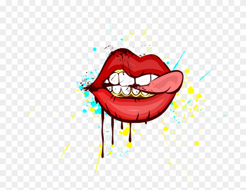 Lips, Art, Painting, Design, Teeth, Mural Painting - Lips Illustration #946131