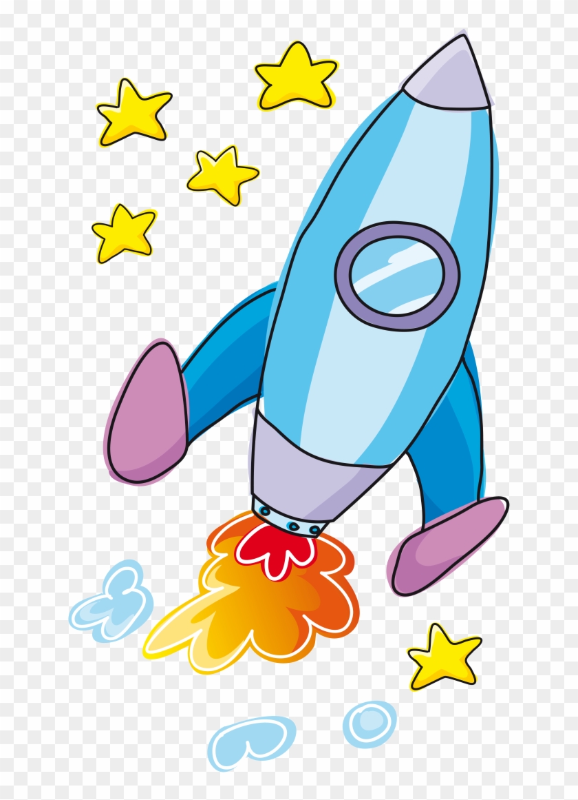 Rocket Sticker Child Mural Missile - Blue #946181