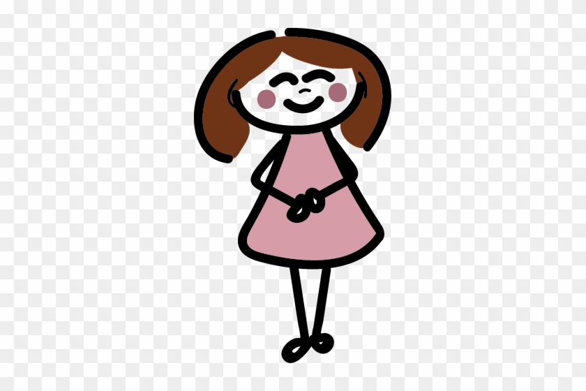 Stick Figure In A Pink Dress - Happy Girl Stick Figure #946239