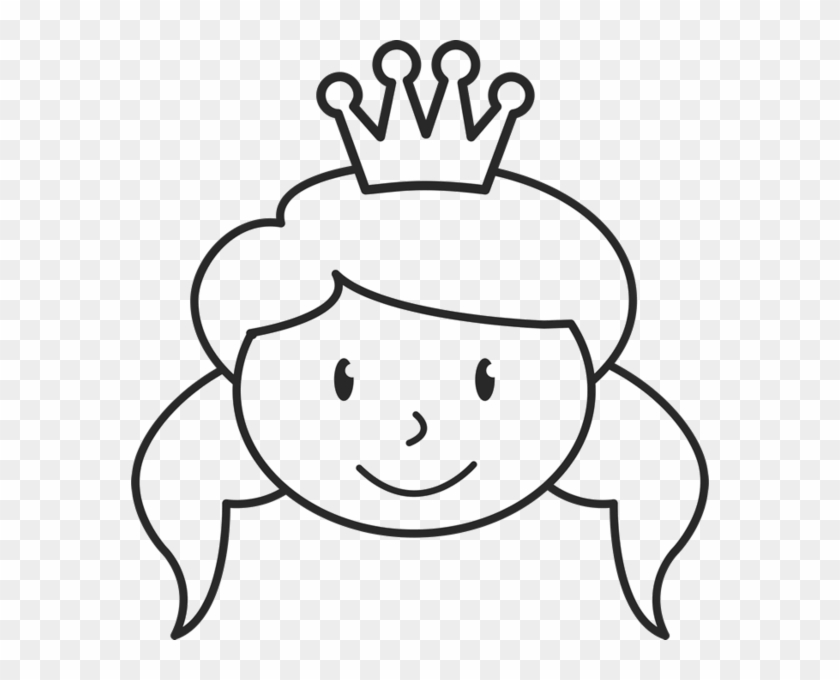 Girl Face With Crown And Pigtails Stamp - Stick Figure Girl Head #946245