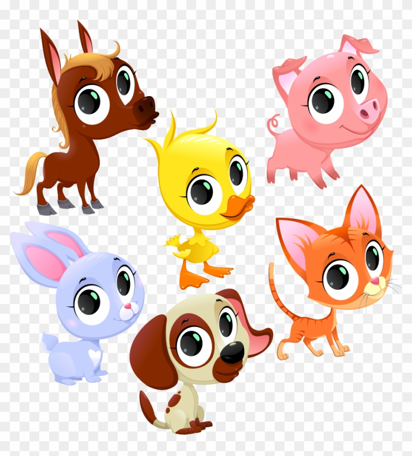 Cartoon Drawing Livestock Illustration - Illustration Cute Animals Big Eyes #946437