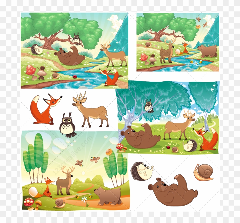 Forest Vector, Animal Vector Pack, Vector Illustrations, - Stickers Au Delà De La Forêt #946525