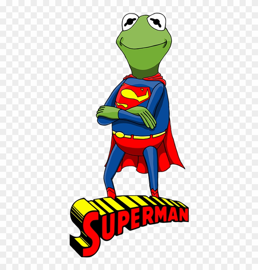 The Muppets As Justice League Characters - Kermit The Superman Superfrog Slouchy V-neck #946676