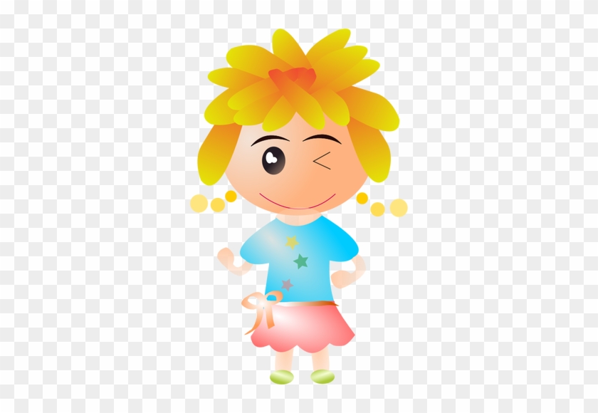 Vector Graphics Of Girl With Short Blond Hair - Vector Graphics #946690