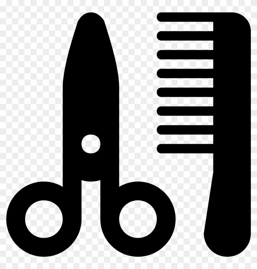 This Icon Is Of A Pair Of Scissors And A Comb - Barbearia Png #947023