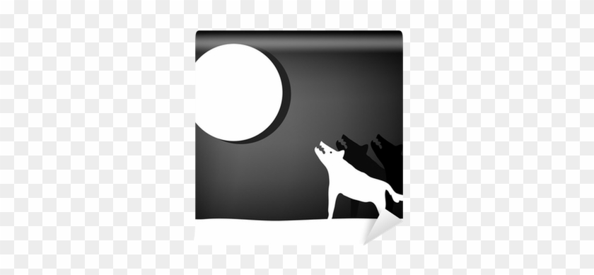 Wolves Howl At The Moon, Vector Illustration Wall Mural - Illustration #947262