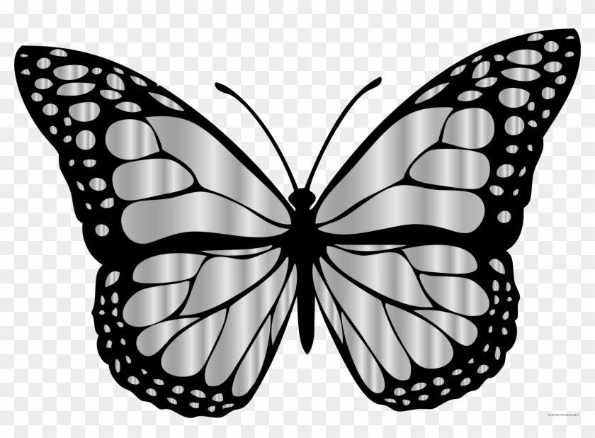 Monarch Butterfly Animal Free Black White Clipart Images - White And Black Butterfly #947380