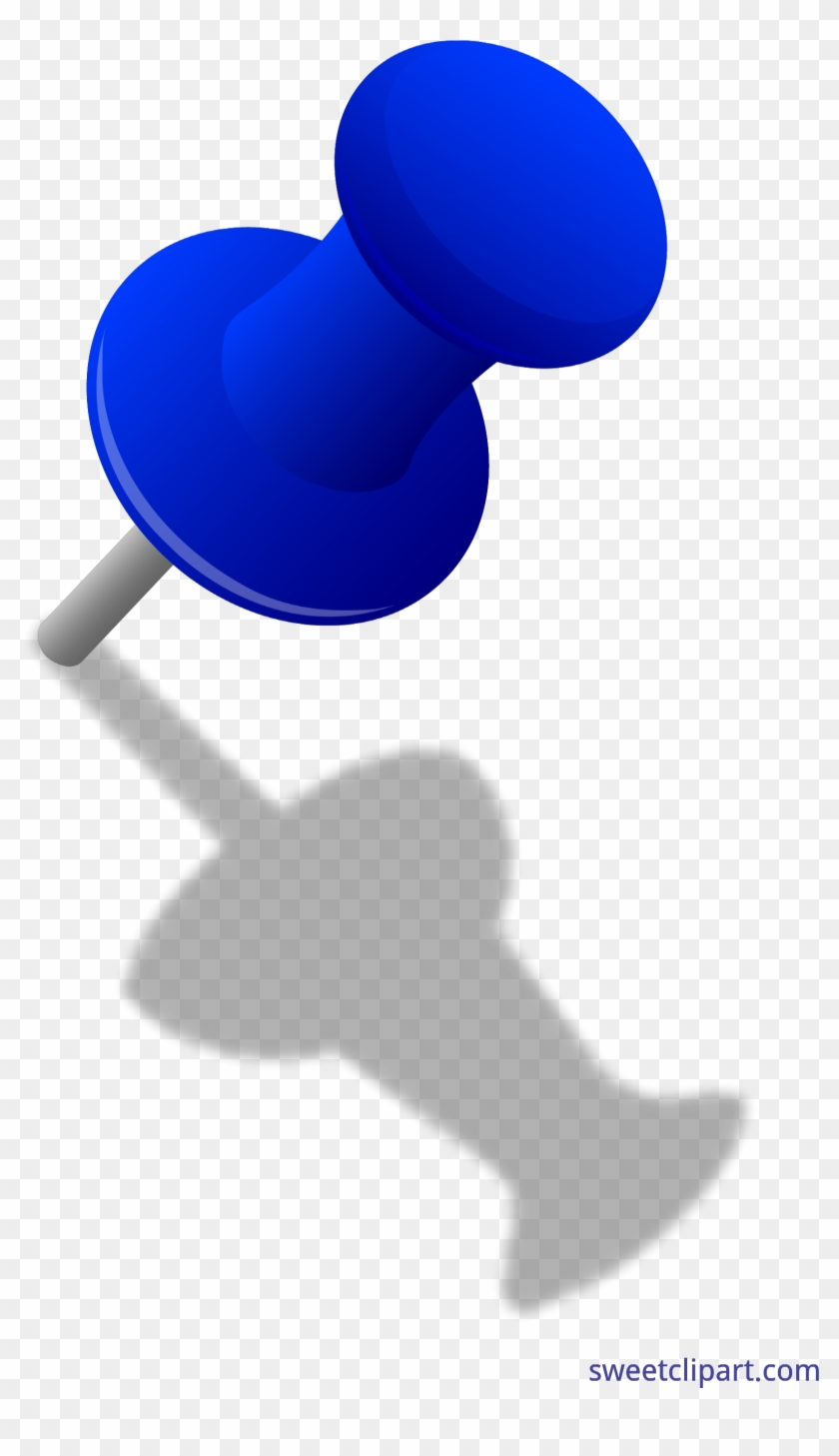 Blue Thumb Tack Angled Right - Push Pin Clip Art #947594