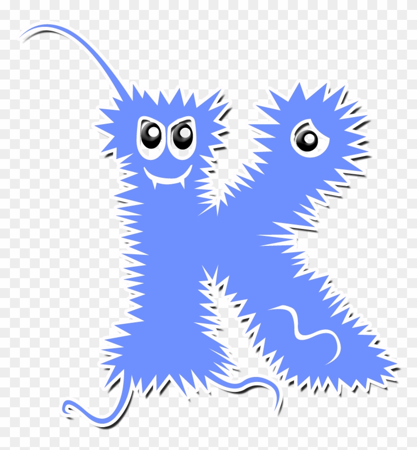 B *✿*monstruitos Azules - K Scary Hairy Monster Initial K Computer Laptop Ipad #947722
