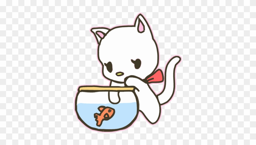 Cat Catching Fish Cartoon #947888