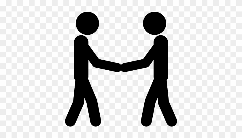 Two Stick Man Variants Shaking Hands Vector - People Shaking Hands Icon #947905