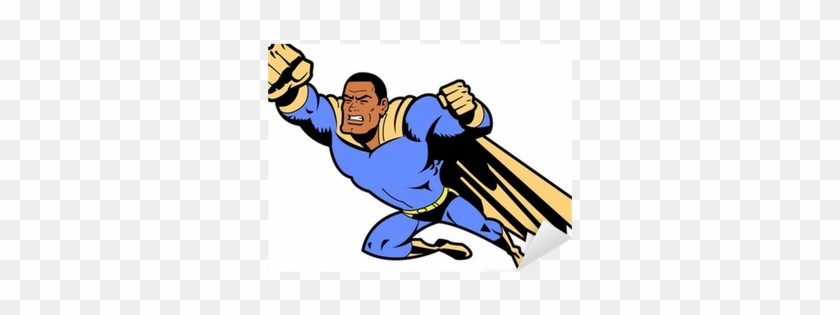 Black Flying Superhero With Clenched Fist Sticker • - Flying Superhero #948856