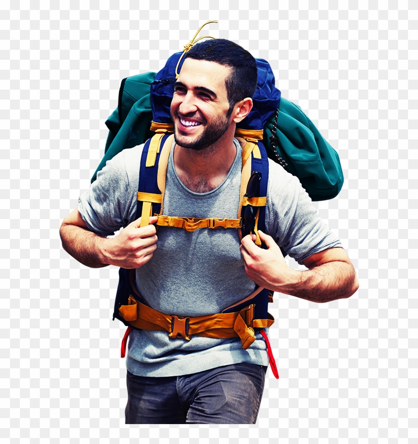 Man In With A Hiking Backpack - Man Backpack Png #949060