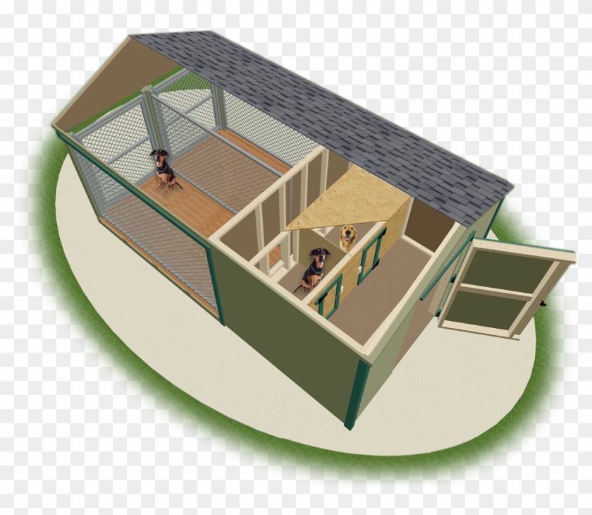 Large Double Animal Kennel Inside - Dog Kennel Shed Combo #949216