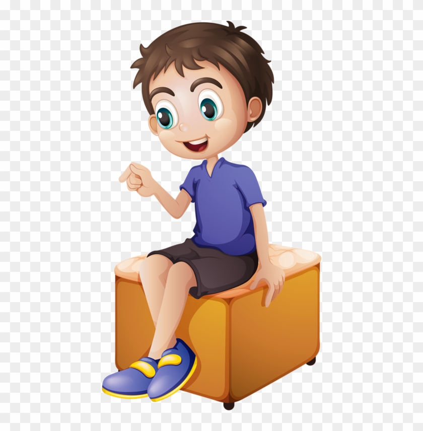 Digital Paintingsniños Animeclip Artclay - Cartoon Boy Sitting In Chair #949448