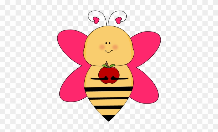 Heart Bee With An Apple Clip Art - Apple And A Bee #949567