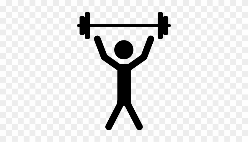 Man With Raised Arms Lifting Dumbbells Weight Vector - Sports Centre Sign #949665