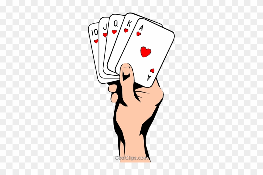 Hands Holding Playing Cards Royalty Free Vector Clip - Kartenspielen Clipart #949842