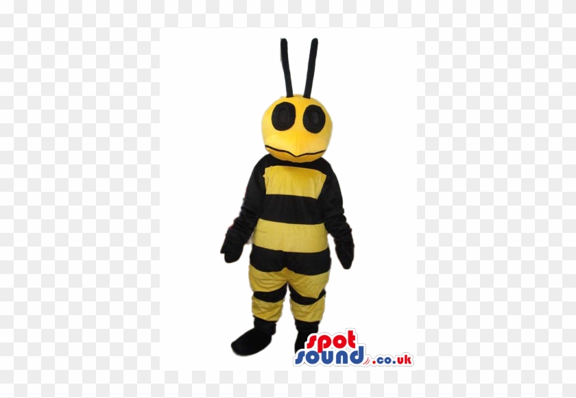 Bee Mascot With Big Round Black Antennae And Eyes - Mascot #950128
