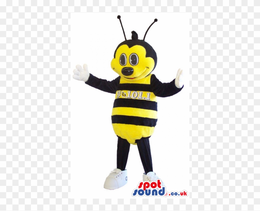 Yellow And Black Bee Insect Mascot With A Big Head - Boy Spotsound Ltd Mascot Costume Wearing A Yellow T-shirt #950130