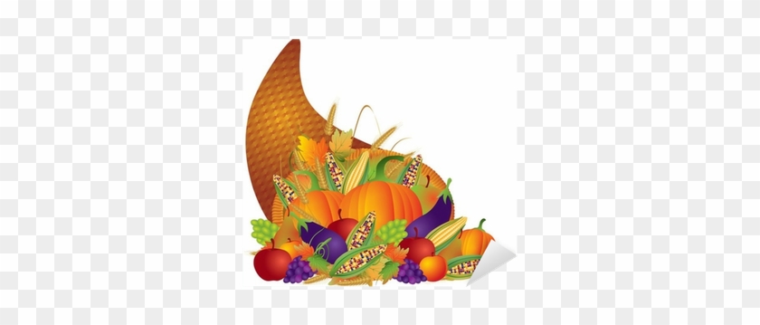 Thanksgiving Day Fall Harvest Cornucopia Illustration - Cornucopia Border #950568