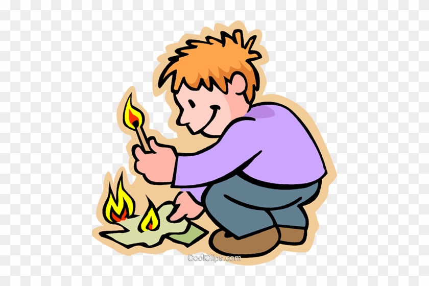 Boy Lighting Fire Royalty Free Vector Clip Art Illustration - Do Not Play With Fire #950771