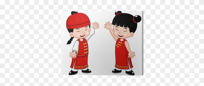 Illustration Of Cartoon Chinese Kids Canvas Print • - Ucapan Imlek 2018 Bergerak #950804