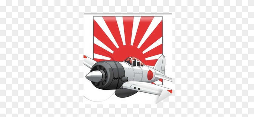 Japanese Ww2 Plane On A Rising Sun Background Wall - Pearl Harbor Planes Cartoon #951164