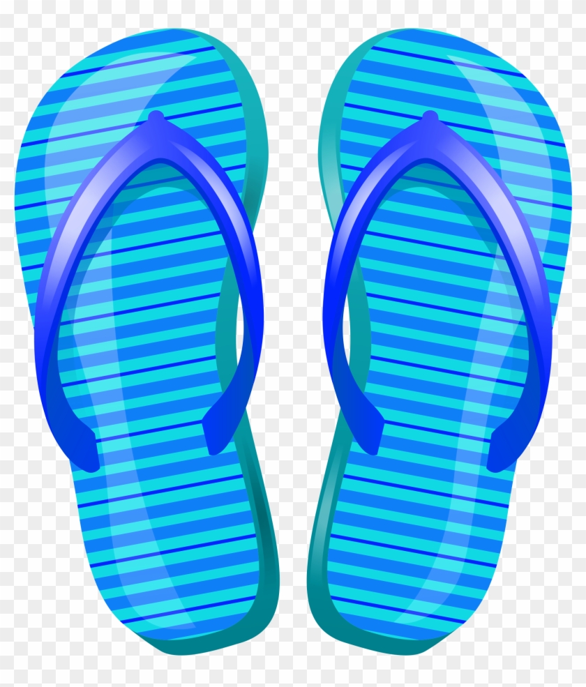 Blue Beach Flip Flops Vector Clipart - Slipper Clipart #951391