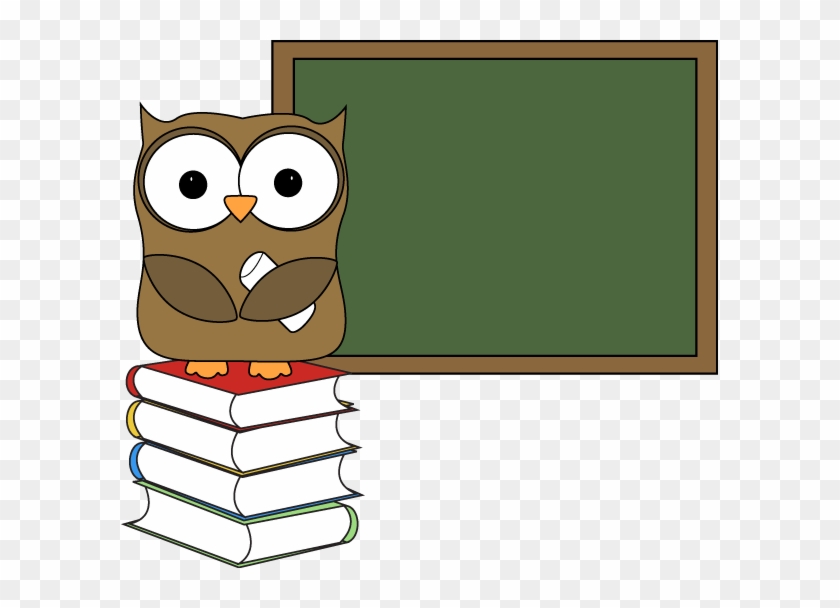 Owl With Books And Chalkboard Clip Art - Owl Teaching Clip Art #169778