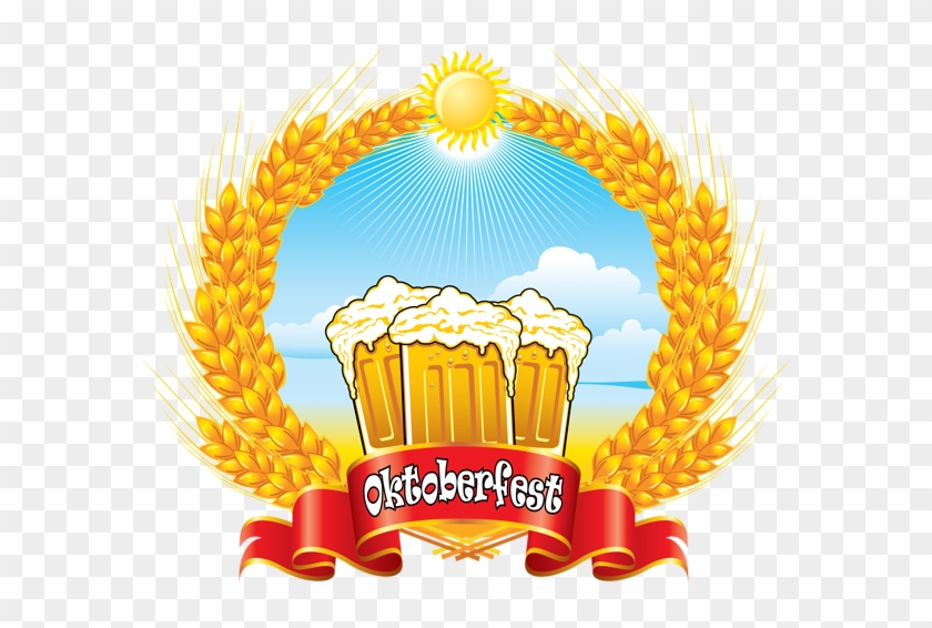 Oktoberfest Red Banner With Beer Mugs And Wheat Png - Vector Graphics #169892