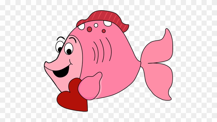 Cartoon Valentine's Day Fish Clip Art - Cartoon Fish With Heart #170028