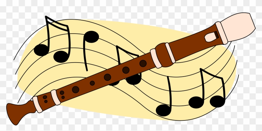 Free Flute With Music Staff Clip Art - Recorder Clip Art #170237