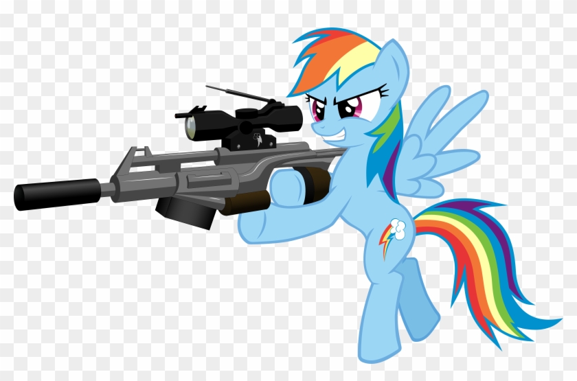 Ratchethun, Gun, Rainbow Dash, Rifle, Safe, Science - Rainbow Dash With A Gun #170313