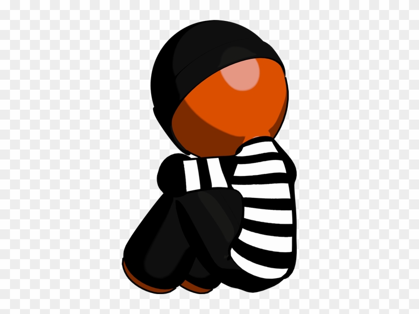 Orange Thief Man Sitting With Head Down - Manspreading #170986