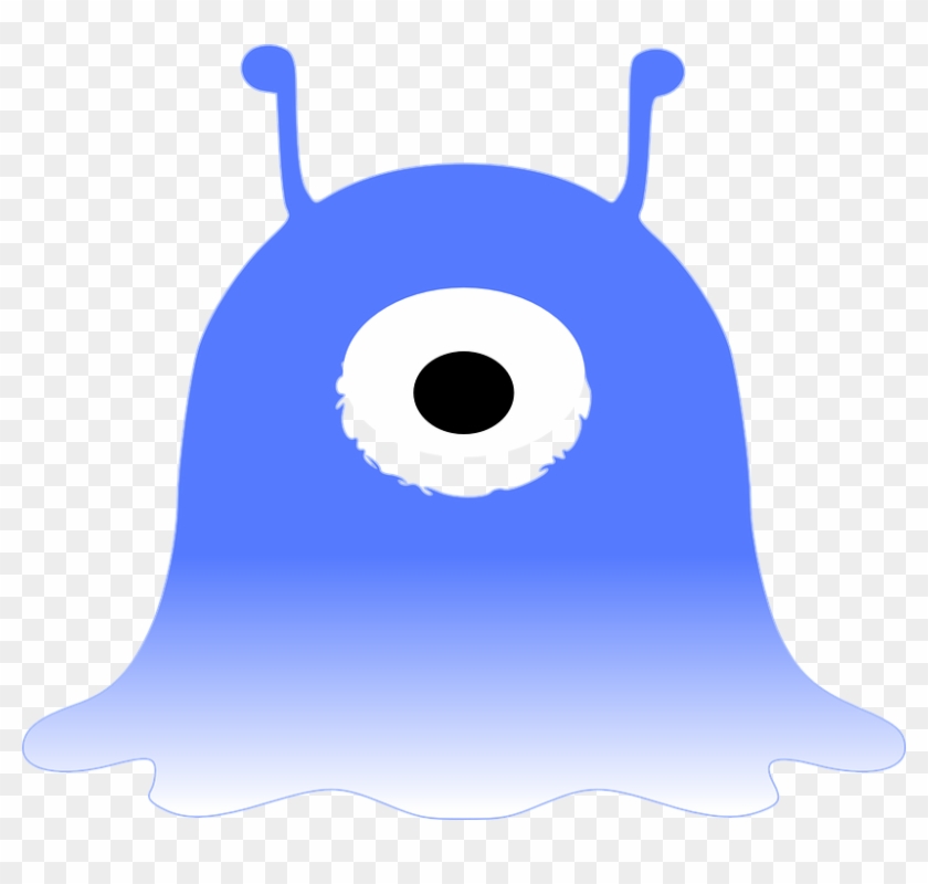 Blue One Eyed Monster Clip Art - Blue Antenna Alien #171324