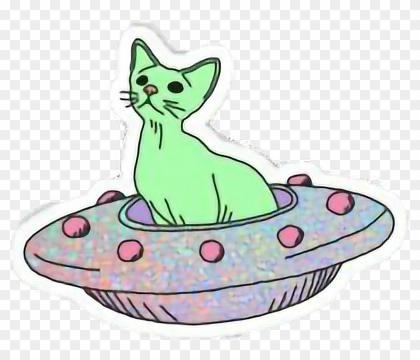 Cat Alien Ufo Green Tumblrfreetoedit - Ufo Cat #171328