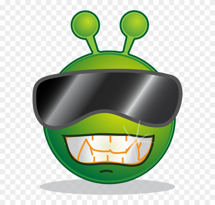 Cool Green, Alien, Face, Cartoon, Smilies, Smiley, - Smiley Alien #171610