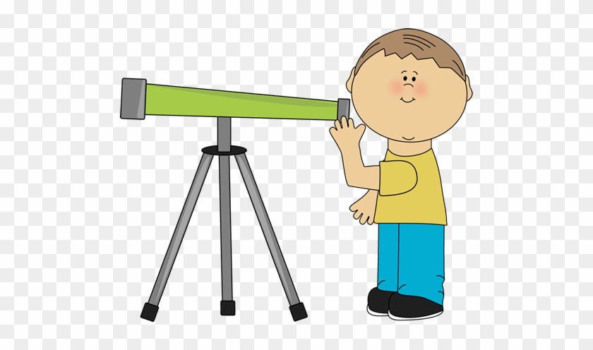 Boy Looking Through A Telescope - Looking Through Telescope Clipart #171727