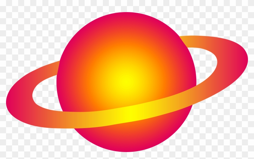Free Clip Art Of A Neon Yellow And Red Ringed Planet - Outer Space Planets Clipart #171778