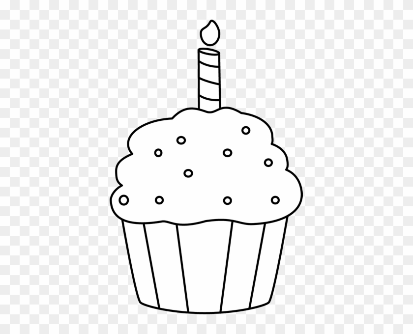 Black And White Birthday Cupcake Clip Art - Birthday Cupcake Clip Art Black And White #171889