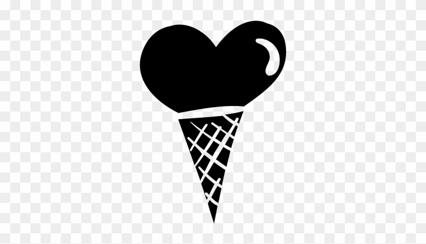Ice Cream Cone With Heart Vector - Ice Cream Cone Vector #171943