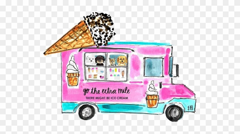 Ice Cream Food Truck Cartoon Illustration - Food Stalls Vector Free #172028