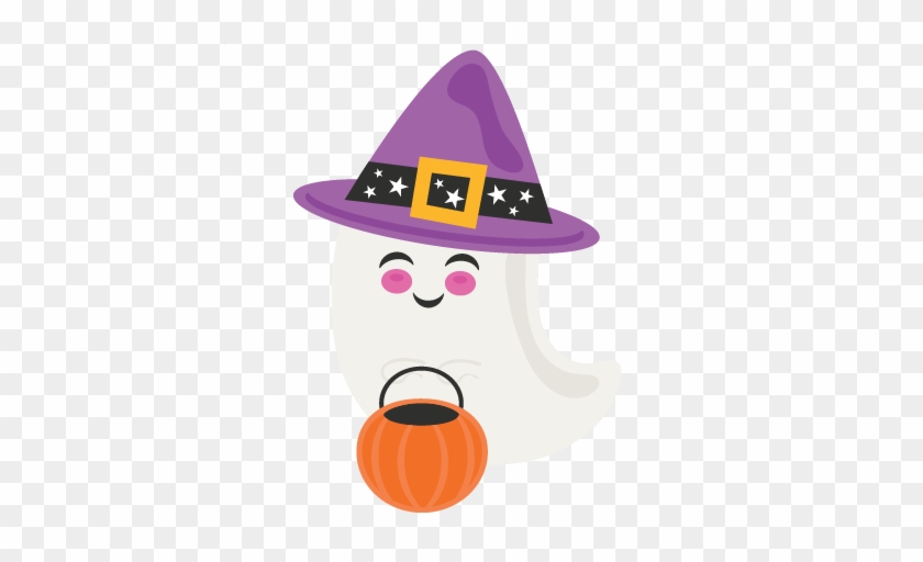 Trick Or Treating Ghost Scrapbook Cut File Cute Clipart - Cartoon #172027