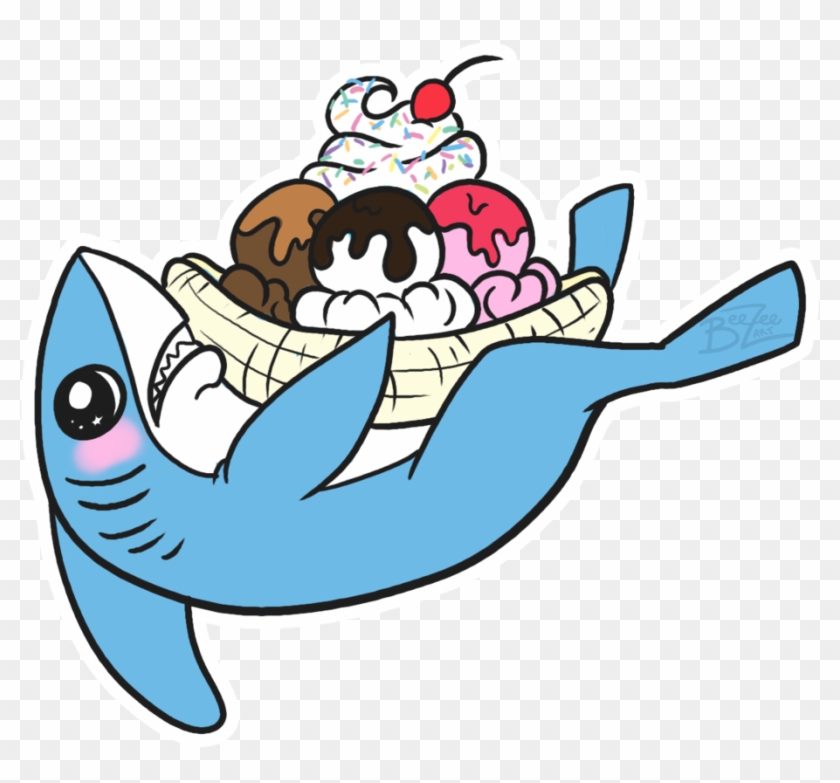 Left Shark Ice Cream = Love By Beezee-art - Shark With Ice Cream #172237