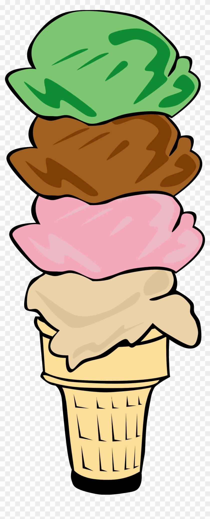 Ice Cream Social Clipart Black And White - 4 Scoops Of Ice Cream #172254