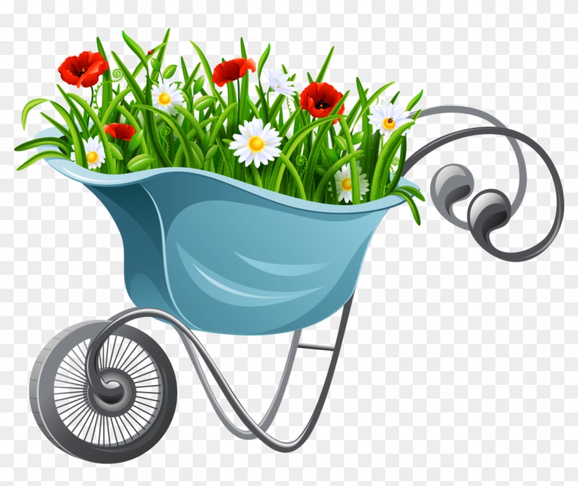 Garden - Flowers In Cart Clipart #172629