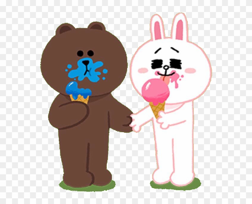 Brown And Cony Eating Ice Cream - Line Brown Ice Cream #172813