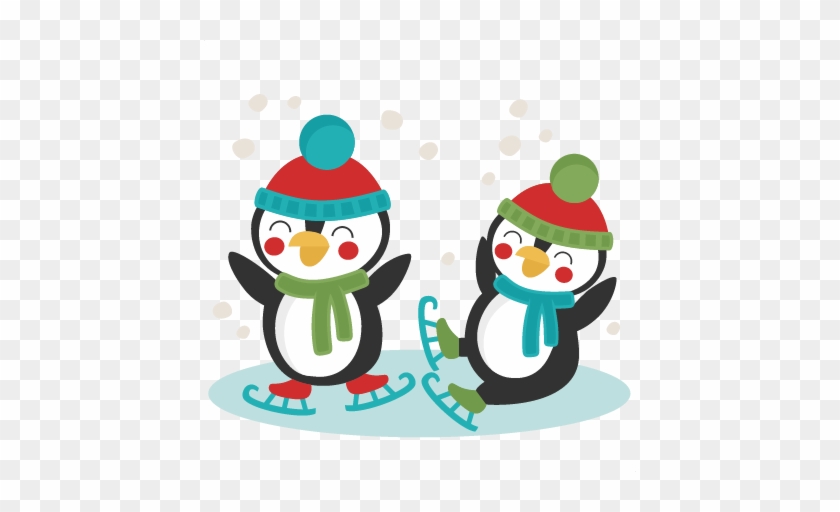 Penguins Ice Skating Svg Scrapbook Cut File Cute Clipart - Ice Skating Cute Clipart #172893