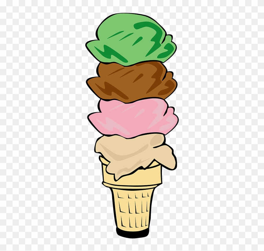 Menu, Recreation, Cartoon, Ice, Desserts, Cream - 4 Scoops Of Ice Cream #173073